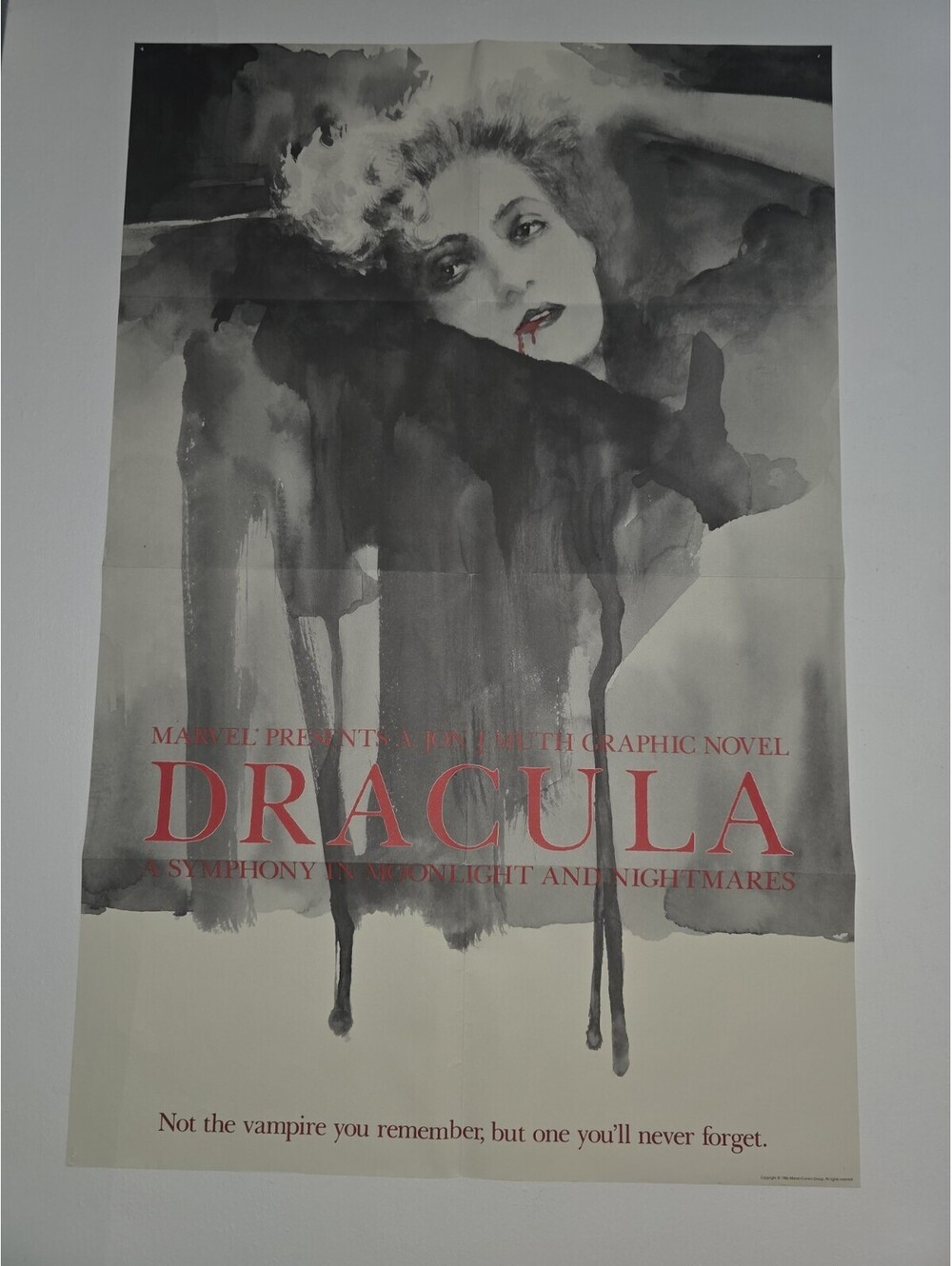 1986 MARVEL COMICS ~ DRACULA ~ GRAPHIC NOVEL Original Folded PROMO POSTER 23x36